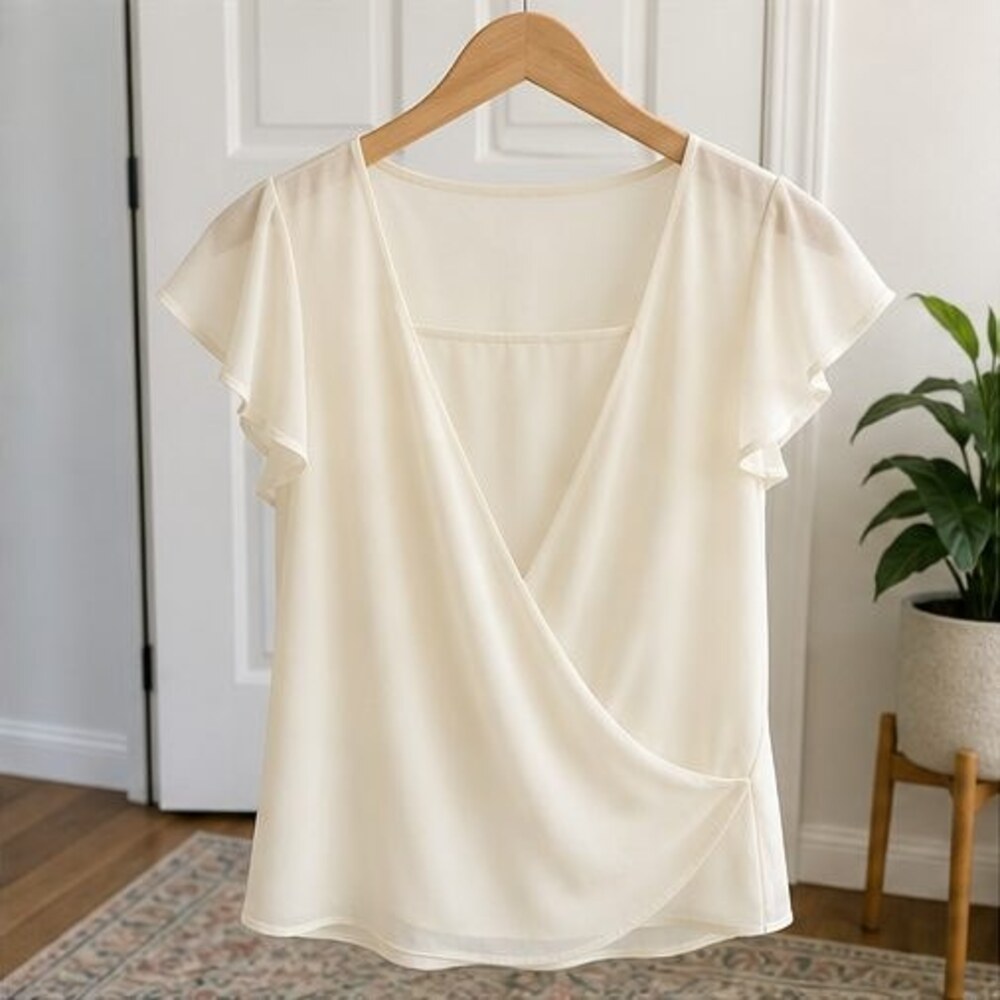 Cream Wrap Blouse
